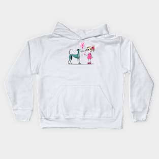 Greyhound Dog and Girl Kids Hoodie